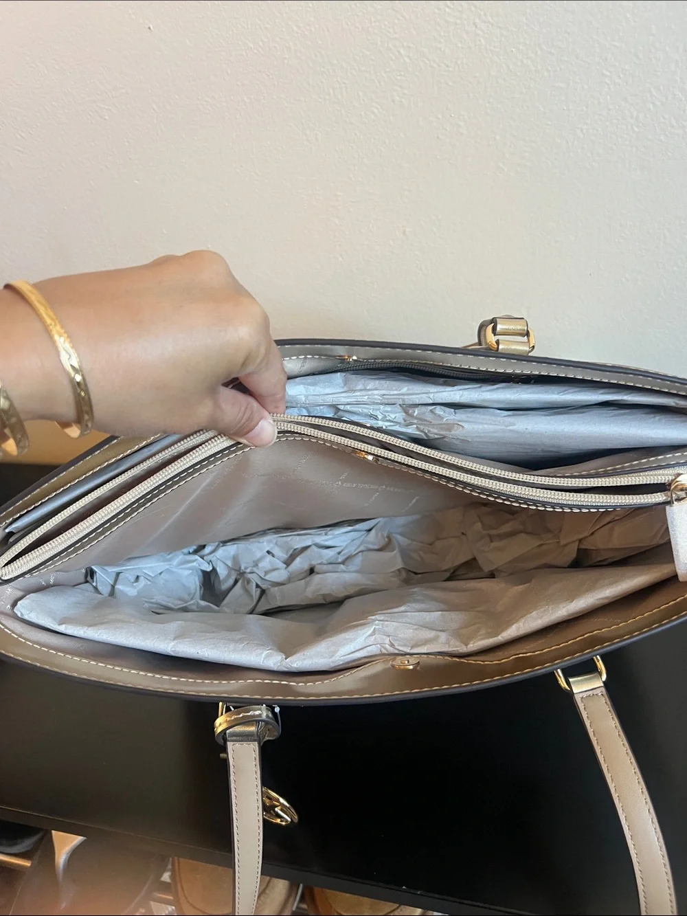 Michael Kors Metallic Gold Tote with MK Charm